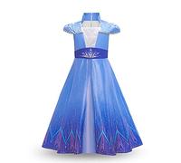 Discoball Costume de princesse Elsa pour fille, robe de voyage classique, costume pour Halloween, Noël, fête d'anniversaire, concours de beauté, demoiselle d'honneur - - 7 ans
