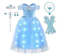 Discoball Costume de princesse pour fille Robe de Cendrillon Bleu Pour fête d'anniversaire Cosplay Halloween Costume de Noël