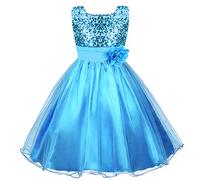 Discoball Fille Robe Princesse éclat Voile Fleur fête Anniversaire Mariage Demoiselle d 'Honneur Robe 3-12 Ans