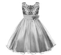 Discoball Fille Robe Princesse éclat Voile Fleur fête Anniversaire Mariage Demoiselle d 'Honneur Robe 3-12 Ans