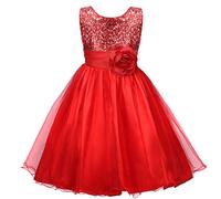 Discoball Fille Robe Princesse éclat Voile Fleur fête Anniversaire Mariage Demoiselle d 'Honneur Robe 3-12 Ans