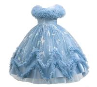 Discoball Robe longue pour fille, robe de princesse demoiselle d'honneur sans manches en dentelle avec nœud en tulle pour fête, mariage, baptême, anniversaire, concours de beauté