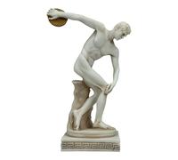 Discobolus Statue de lanceur de discus masculin, athlète grec, romain, patine grise, 21 cm