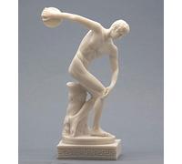 Discobolus Thrower Sculpture romaine grecque pour athlète masculin nu 21 cm Blanc