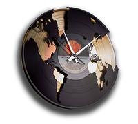 DISCOCLOCK DD014GB - World - Horloge en Disque Vinyle - Pendule Vintage À PARTIR d'un Disque 33 Tours RECYCLÉ - Horologe Murale - Pendule Cuisine - Made in Italy - LIVR. Express 24H DISPON.!