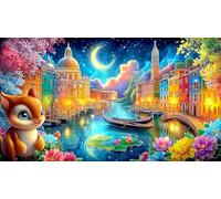 Discord_Canaux de Venise Puzzle 1000 pièces - Jeu Difficile en Papier recyclé Activité à Domicile Cadeau 38x26/1000pcs