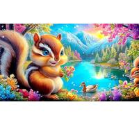 Discord_écureuil Puzzle de 1000 pièces pour la Famille Cadeaux d'anniversaire pour Grands Enfants Carton 100% recyclé 75x50cm/1000pcs