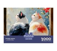 Discord_sinoshow_24085_Two_Cute_Chubby_Cats_Sit_on_a_windowsill_Facing__993872ad-5073-435d-a8a9-fbdedb2ced32_4 1000 Pièces Casse-tête Amusant, Stimulant Et Cérébral Jeu De Puzzle, Jeu Familial Anti-S