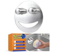 Discount Parts Direct Porte-éponge en acier inoxydable pour gommage papa, maman, salle de bain, cuisine, évier de rangement avec ventouse, passe au lave-vaisselle, garde l'éponge sèche, argent, 1