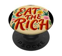 Discours de Nice Red Eat The Rich avec Flower and Peace PopSockets PopGrip Adhésif