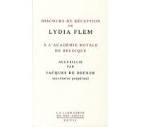 Discours De Réception De Lydia Flem