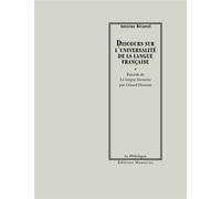 Discours sur l'universalite de la langue francaise - Rivarol - Manucius Eds - broché - Essai