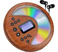 Discover Wood + Lecteur CD Portable Walkman avec Batterie Longue Durée + NOUVEAUTÉ + Ecouteurs Inclus + Radio FM + Compatible MP3 + Carte SD, Transmetteur FM, Bluetooth + Idéal pour la Voiture