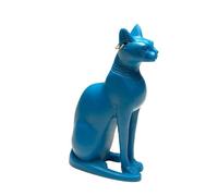 Discoveries Egyptian Imports Statue de Chat Bastet Bleu Classique avec Boucle d'oreille - Objet de Collection de la déesse égyptienne - Fabriqué en Égypte