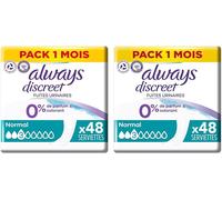 Discreet 0%,48 Serviettes Hygiéniques Incontinence Femme,Normal 3 Gouttes,Protection Absorbante Pour Fuites Urinaires Modérées,Pack 1 Mois (Lot De 2).[W43]