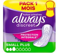 Discreet,128 Serviettes Hygiéniques Incontinence Femme,Small Plus 2+ Gouttes,Protection Absorbante Pour Fuites Urinaires Légères,Pack 1 Mois.[W50]