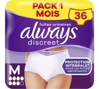 Discreet,36 Culottes Incontinence Femme,Plus 6 Gouttes,Sous-Vêtements Taille M,Blanc,Protection Très Absorbante Pour Fuites Urinaires Importantes Ou Post Accouchement,Pack 1 Mois.[W17]