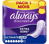 Discreet Extra Sûre, 48 Serviettes Hygiéniques Incontinence Femme, Ultimate Jour 6 Gouttes, Protection Absorbante Pour Fuites Urinaires Importantes De Jour, Pack 1 Mois.[G34]