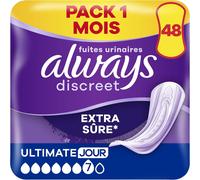 Discreet Extra Sûre,48 Serviettes Hygiéniques Incontinence Femme,Ultimate Jour 6 Gouttes,Protection Absorbante Pour Fuites Urinaires Importantes De Jour,Pack 1 Mois.[W11]