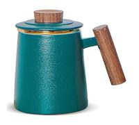 DISDADA Cup Tasse À Thé en Céramique Avec Infuseur et Couvercle pour Infuser All in One Idéale pour Café ou Feuilles de Thé, pour la Maison Bureau Dans Une Jolie (Color : Dark green)