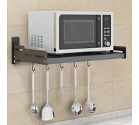 DISDADA Support mural Étagère murale pour cuisine et micro-ondes, avec 5 crochets (57 x 36 x 14,5 cm)