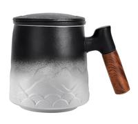 DISDADA Tasse Tisane a The avec Infuseur et Couvercle, Grande Mugs Tisane à Infusion Ceramique 500ml (Blanc)