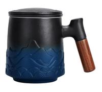 DISDADA Tasse Tisane a The avec Infuseur et Couvercle, Grande Mugs Tisane à Infusion Ceramique 500ml (Bleu)