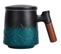 DISDADA Tasse Tisane a The avec Infuseur et Couvercle, Grande Mugs Tisane à Infusion Ceramique 500ml (Vert)