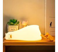 Disdarkday Lampe canard couché, jolie petite lampe veilleuse pour enfants à 3 niveaux à intensité variable, veilleuse avec minuteur en silicone, toucher boueux, canard couché