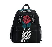 Disegno Della Mano Del Teschio Della Rosa Rossa Sac à Dos Enfant Sac d'École Maternelle Préscolaire Étudiant Scolaire Cartable pour Les d'Âge de La Âgés de 2 à 7 Ans Garçons Filles
