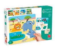 Goula Puzzles éducatifs – 6 habitats – pièces d’animaux en bois – motricité dès 2 ans