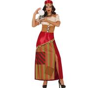 Diseuse de bonne aventure Costume Halloween Corset Foulard Magie Oracle Robe Mystique Jeux Destin Soirée de voyance Astrologie Fête Costume Accessoires Design, Taille : 38 - 40 (M) Couleur : Beige