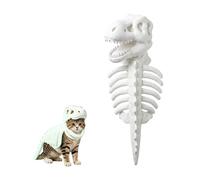 Disfraz de esqueleto de dinosaurio Que brilla en la oscuridad Para mascotas, Ajustable y Suave, apto Para Gatos y Perros, Perfecto Para juegos de rol de Halloween，Blanco：45cm