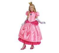Disguise Costume de princesse Peach Elevated, costume officiel Nintendo Super Mario Peach avec couronne et gants pour enfant, taille 7-8 ans