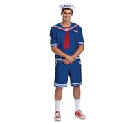 Disguise Costume Stranger Things Steve Scoops Ahoy pour homme, costume officiel Stranger Things avec haut et chapeau, comme sur l'image, Men's Size Medium (38-40)