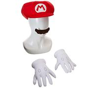 Disguise – Set d'accessoires Mario : casquette, moustache et gants – Enfant Taille Unique Rouge