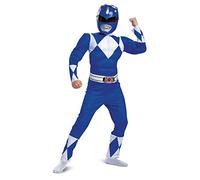 Disguise Officiel Deguisement Power Ranger Enfant Bleu, Costume Power Rangers Enfant avec Masque Power Rangers Enfant Déguisement Super-Héros Carnaval Mardi Gras Halloween Anniversaire Fête Noël M