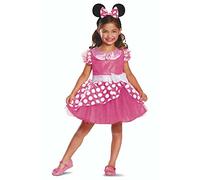 Disguise Officiel Deluxe Deguisement Minne Fille avec Oreille Minnie, Robe Minnie Mouse Déguisement de Carnaval Mardi Gras Anniversaire Enfant S