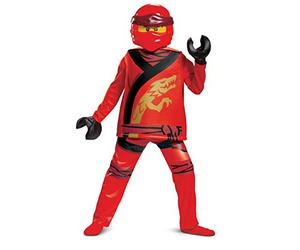 Disguise Officiel Deluxe LEGO Deguisement Ninjago Kai, Déguisement Ninja Enfant Rouge, Costume de Ninja Enfant Garcon Carnaval Noël Halloween M