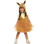 Disguise Pokémon - Déguisement Enfant Évoli - Robe Évoli Fille - Taille L (4-6X Ans) - Licence Officielle Pokémon - Costume Évoli Fille avec Capuche - Tenue pour Halloween, Carnaval ou Fêtes à Thème