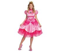 Disguise Super Mario Costume de luxe Princesse Peach Costume de sous licence officielle avec le design iconique de la Princesse Peach, parfait pour Halloween et les événements à thème.