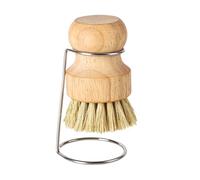 Dish Brush - Rubberwood 8x5.5cm | Sisal Brush with Wooden Handle and Draining Rack | Kitchen Cleaning Brushes | Natural Wooden Dish Scrubber for Pots Pans Sink Bathroom Kitchen Use