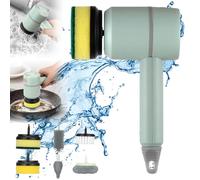 Dish Buddy,Dish Buddy Scrubber, Dish Buddy Electric Spin Scrubber,360° Rotating Multifunctional Cordless Electric Cleaning Brush,with 3 Replaceable Brush Heads for Cleaning Kitchen Bathroom (Green)