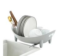 Dish Drying Rack Silicone Countertop Basket Shelf with Utensil Holder and