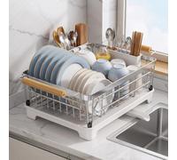 Dish Drying Rack with Drainboard, Single Tier Stainless Steel Dish Rack