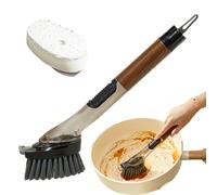 Dish Soap Brush Dispenser, Kitchen Pan Scrubber, 11.61x1.97x3.15 inches, Built-in Soap Pump, Non-Slip Grip, Ergonomic Handle Cleaning Tool for Tableware, Cookware, Sink, Oven, Stove