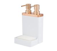 ,Dish soap Dispenser Distributeur de Savon for Salle de Bain, Organiseur d'évier avec Porte-éponge et Double Distributeur ,Dish soap Dispenser(White)