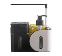 Dish Soap Dispenser - Refillable Lotion Container, Hand-Pressed Soap Dispenser, Refillable PP Organizer with Built-in Sponge Holder and Towel Rack for Counter Bathroom Apartment RV Bathing Face