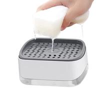 Dish Soap Dispenser with Sponge Holder 2 in 1 Kitchen Soap Dispenser 350ML Countertop Washing Liquid Pump for Kitchen Sink No Sponge Washing Liquid