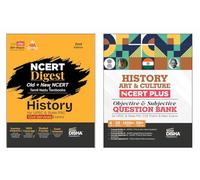 Disha Combo (set of 2 Books) Indian History NCERT Digest (Concept Notes) + NCERT Plus (Question Bank) for UPSC & State PSC Civil Services Prelims & Mains | NCERT Class VI - XII & TN Class X - XII | IA